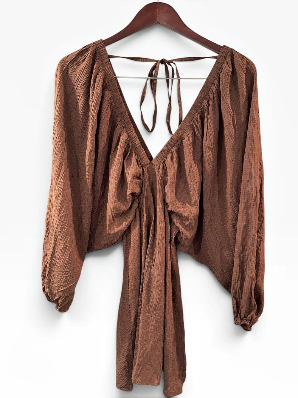 SHEIN Brown Bubble Long Sleeve Dress